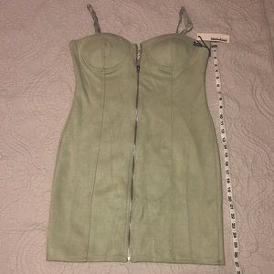 NWT- L Faux Suede Cocktail Dress with Silver Zipper